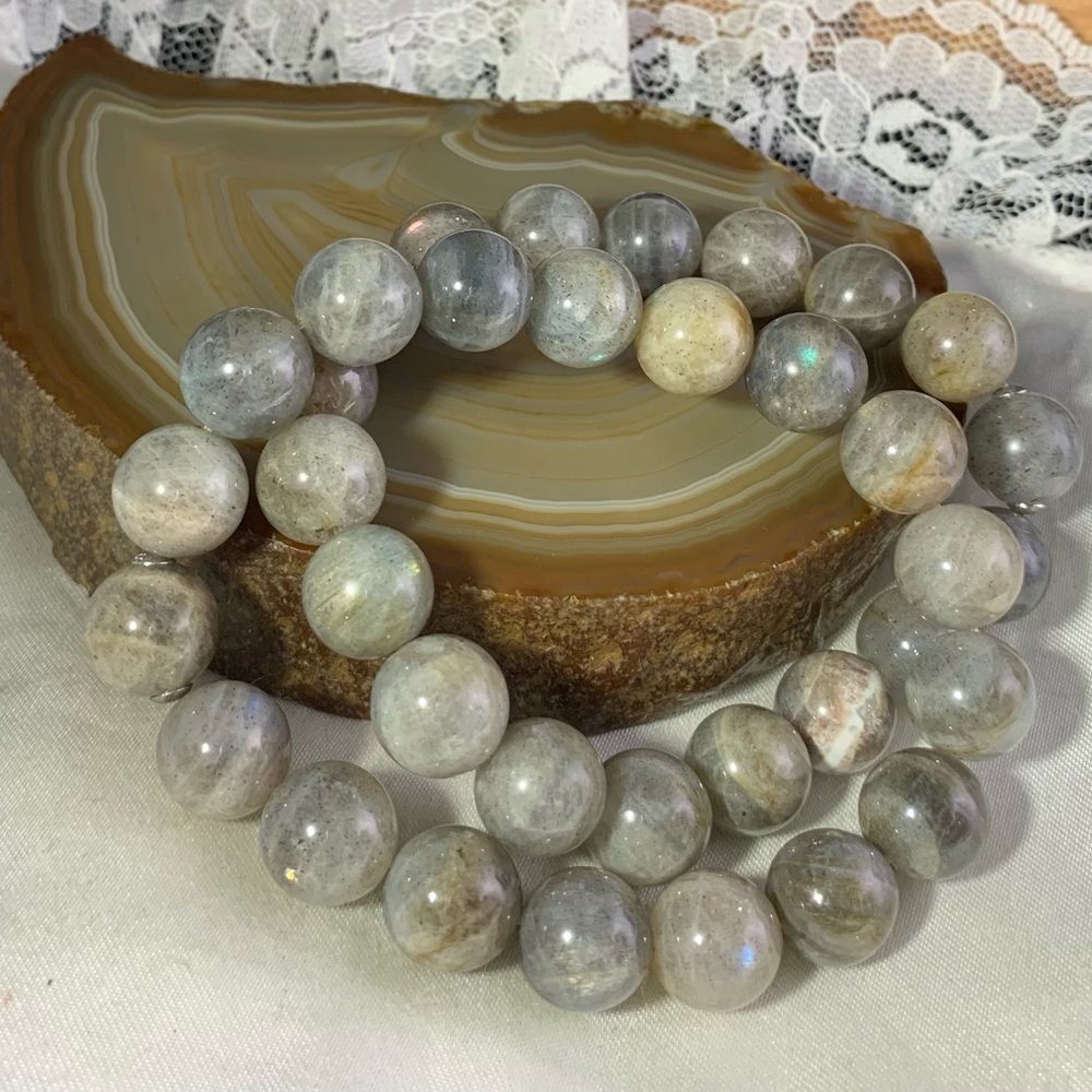 NATURAL LABRADORITE GEMSTONE STRETCH BRACELETS